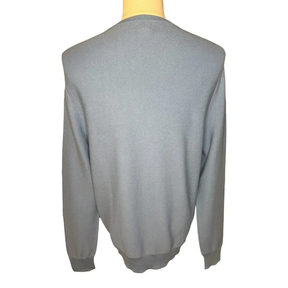 J. Crew‎ Men's Medium Blue Cotton crewneck sweater in garter stitch NWOT